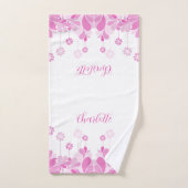 Roze Retro Bloemige Bloei Bad Handdoek (Handdoek)