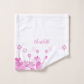 Roze Retro Bloemige Bloei Bad Handdoek (Wasdoekje)