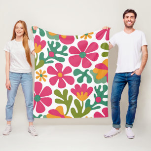 Roze Retro Bloemrijke Groovy Naadloos Patroon Fleece Deken