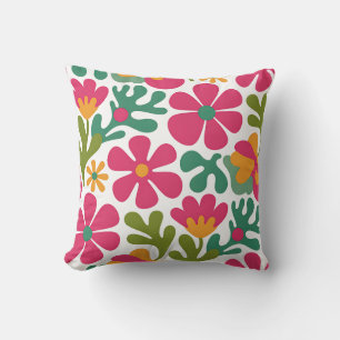 Roze Retro Bloemrijke Groovy Naadloos Patroon Kussen