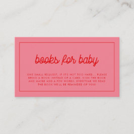 Roze Retro  Boeken voor baby aanvraagkaart Informatiekaartje