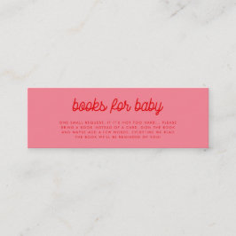 Roze Retro  Boeken voor baby aanvraagkaart Mini Visitekaartje