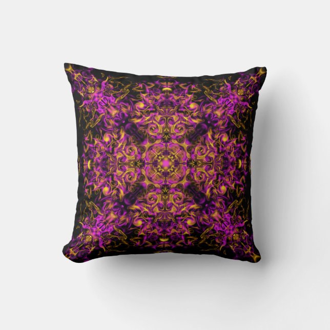Roze retro  Bohemian Mandala Kussen (Voorkant)
