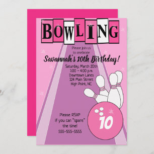 Roze retro Bowling elke zondag uitnodigen Kaart