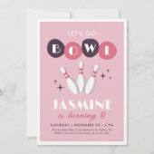 Roze Retro  Bowling Verjaardag Kaart (Voorkant)