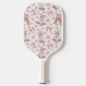 Roze Retro Bows en Laarzen Monogrammed Naam Pickleball Paddle (Achterkant)