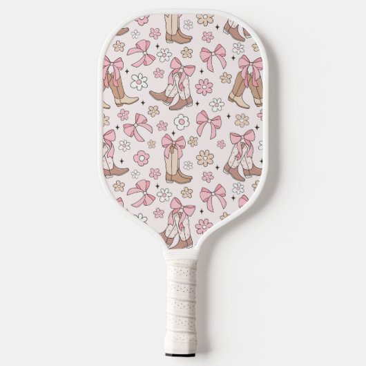  Roze Retro Bows en Laarzen Monogrammed Naam Pickleball Paddle (Achterkant)