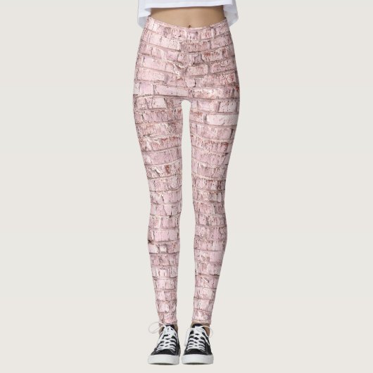 Roze Retro Brick: Verzadigd Abstract Leggings (Voorkant)