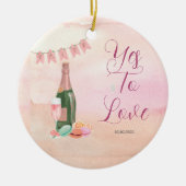 Roze retro bruidsfeest keramisch ornament (Voorkant)