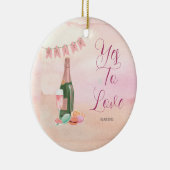 Roze retro bruidsmeisjesfeestje keramisch ornament (Rechts)