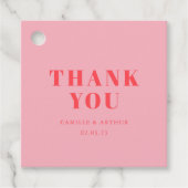 Roze retro bruiloft bedankjes labels (Voorkant)