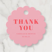 Roze retro bruiloft bedankjes labels (Voorkant)