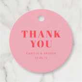 Roze retro bruiloft bedankjes labels (Voorkant)