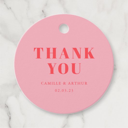 Roze retro bruiloft bedankjes labels (Voorkant)