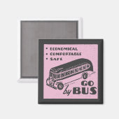 Roze Retro Bus Magneet (Voorkant / Achterkant)