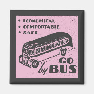 Roze Retro Bus Magneet