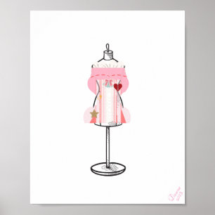 Roze Retro Bustier Corset Schilderkunst print