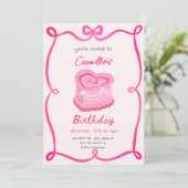 Roze Retro Cake Verjaardag Kaart (Staand voorkant)