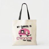 Roze Retro Camper Canvas tas (Voorkant)