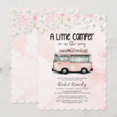 Roze Retro Camper Een Kleine Camper Baby shower Kaart (Voorkant / Achterkant)