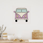 Roze Retro Camper Van Bus Poster (Keuken)