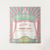 Roze Retro Carnaval verjaardag Achtergronden Wandkleed (Voorkant)