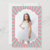 Roze Retro Carnaval verjaardag Foto uitnodigingen (Achterkant)