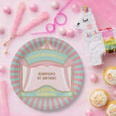 Roze Retro Carnaval verjaardagsuitnodigingen Papieren Bordje (Feest)