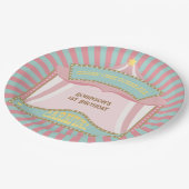 Roze Retro Carnaval verjaardagsuitnodigingen Papieren Bordje (Gekanteld)