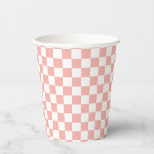 Roze Retro Checker verjaardag Papieren Bekers (Voorkant)