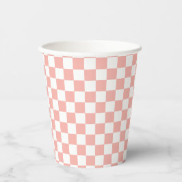 Roze Retro Checker verjaardag Papieren Bekers