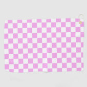 Roze Retro Checkerboard Golfhanddoek (Horizontaal)