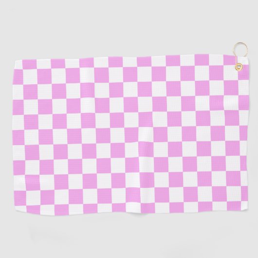 Roze Retro Checkerboard Golfhanddoek (Horizontaal)