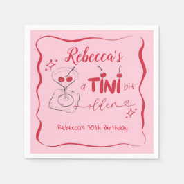 Roze Retro Cherry Tini bit Ouder Papier servet