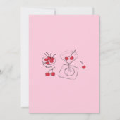 Roze Retro Cherry Tini bit Oudere Volwassen Verjaa Kaart (Achterkant)
