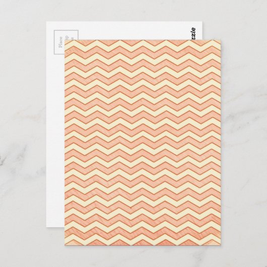  Roze. Retro Chevron Pattern Briefkaart (Voorkant / Achterkant)