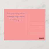 Roze Retro Cirkelboom Dank u Doop Briefkaart (Achterkant)