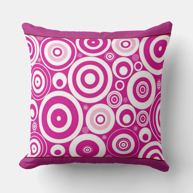 Roze retro cirkels kussen (Voorkant)