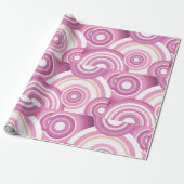 Roze Retro Cirkels Patroon Cadeaupapier (Uitgerold)