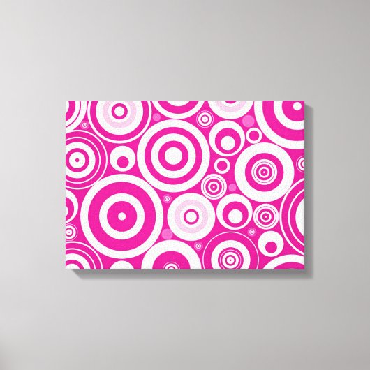 Roze Retro cirkels patroon Canvas Afdruk (Voorkant)