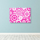 Roze Retro cirkels patroon Canvas Afdruk (Insitu (Houten vloer))