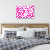 Roze Retro cirkels patroon Canvas Afdruk (Insitu (Slaapkamer))