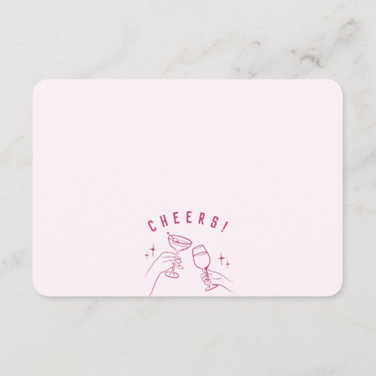 Roze Retro Cocktail Party Details Invoegen Informatiekaartje (Achterkant)