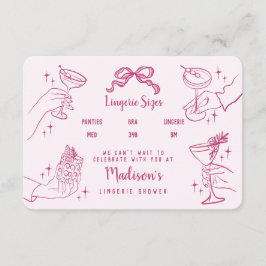 Roze Retro Cocktail Party Lingerie Maten Invoegen Informatiekaartje