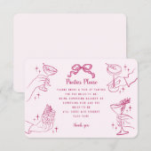 Roze retro cocktail party slipje graag invoegen informatiekaartje (Voorkant / Achterkant)