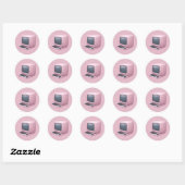 Roze Retro Computer Emoji Ronde Sticker (Vel)