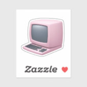 Roze Retro Computer Emoji Sticker (Vel)