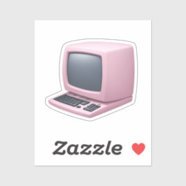 Roze Retro Computer Emoji Sticker