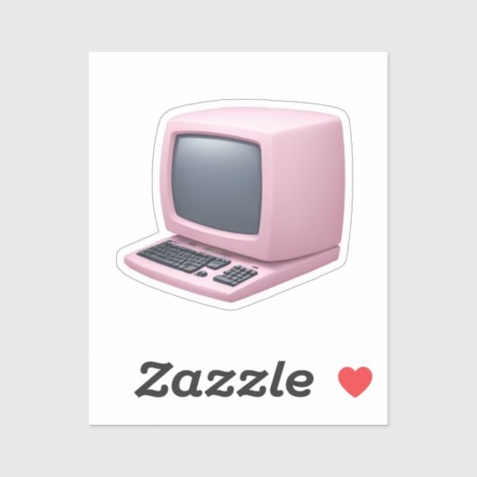 Roze Retro Computer Emoji Sticker (Vel)
