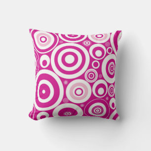 Roze Retro Concentrische Cirkels Worp Kussen